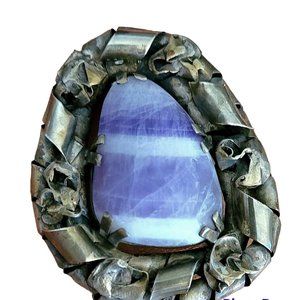 Amethyst Lavender Purple Oval Cabochons Stone Silver Brooch Pin Pendant